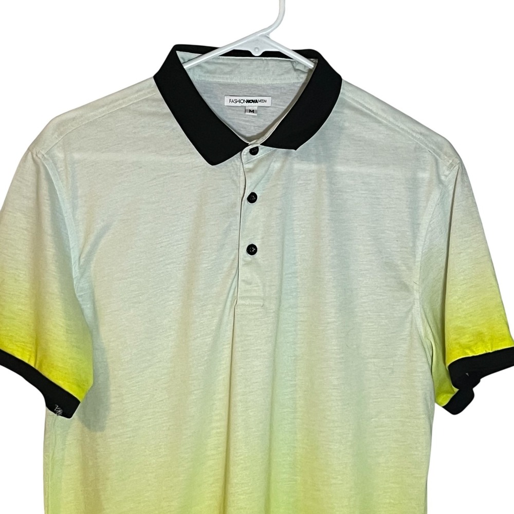 Fashion Nova Men's Ombre Short Sleeve Polo Shirt Yellow M - Picture 2 of 5